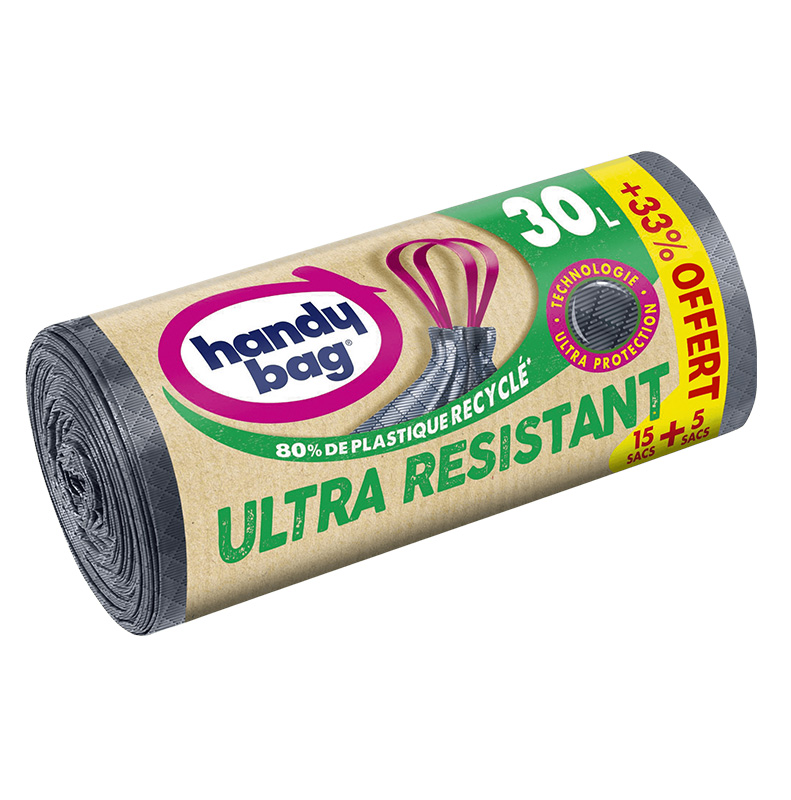 HANDY BAG Sacs Poubelle à Fixation élastique 20l 15 Sacs Pas Cher